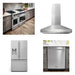 Thor Kitchen 48-inch stainless steel 4-piece appliance package: LRG4807U range, TRH48P hood, TRF3628FFD refrigerator and HDW2401SS dishwasher
