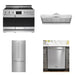 Thor Kitchen 48-inch stainless steel 4-piece appliance package: XRD48E range, XLH48 hood, XRF3619BFP-SS refrigerator and HDW2401SS dishwasher