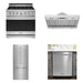 Thor Kitchen 36-inch stainless steel 4-piece appliance package: XRG36E range, XLH36 hood, XRF3619BFP-SS refrigerator and HDW2401SS dishwasher