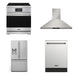 Thor Kitchen 30-inch stainless steel 4-piece appliance package: XRI30E range, HRH3007 hood, TRF3628FFD refrigerator and TDW24C7 dishwasher