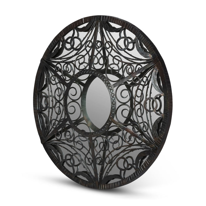 Park Hill Collection Scroll Framed Mirror in Natural Iron - Elegant Home Decor Piece for Stylish Reflections and Charm