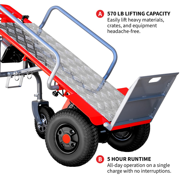 Tomahawk Power Electric Dolly Cart Hand Truck 570 lbs Capacity for Warehouses Shops &... Table Lifts - Lifestyle View