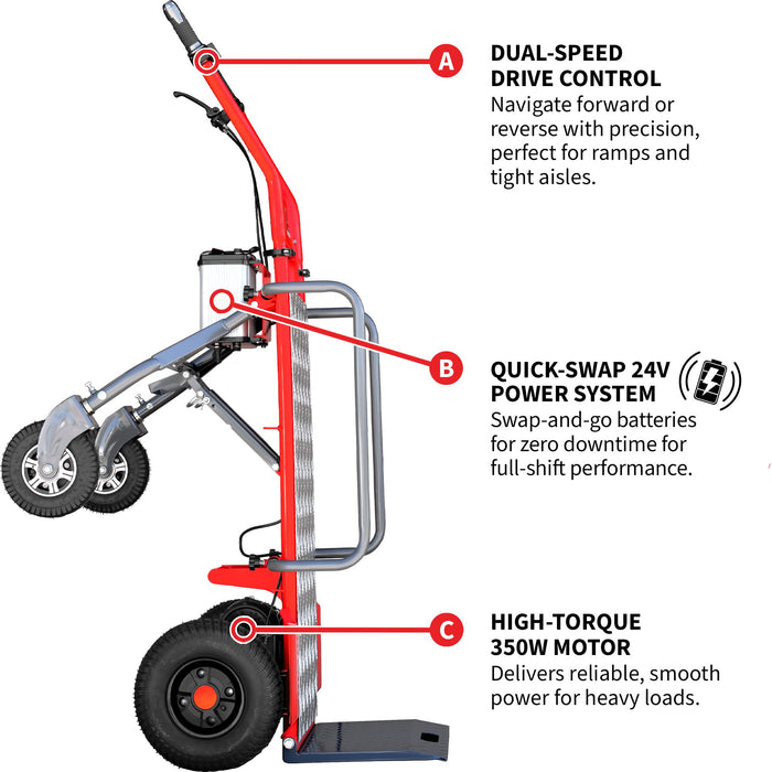 Tomahawk Power Electric Dolly Cart Hand Truck 570 lbs Capacity for Warehouses Shops & Material... Table Lifts - Dimensions