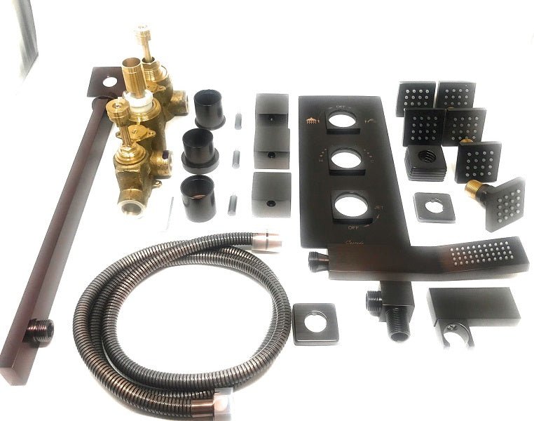 Cascada Showers Tuscany LED Rainfall Thermostatic Shower System - Wall Mount - View 12