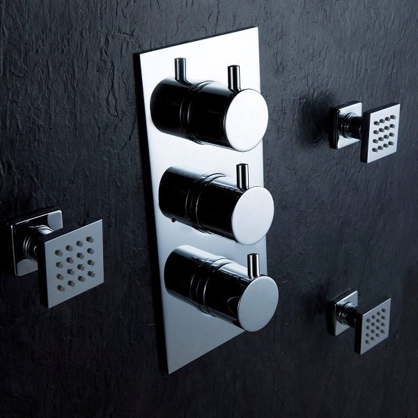 Cascada Showers Tuscany LED Rainfall Thermostatic Shower System - Wall Mount - Dimensions