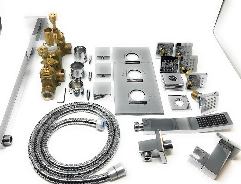 Cascada Showers Tuscany LED Rainfall Thermostatic Shower System - Wall Mount - View 13