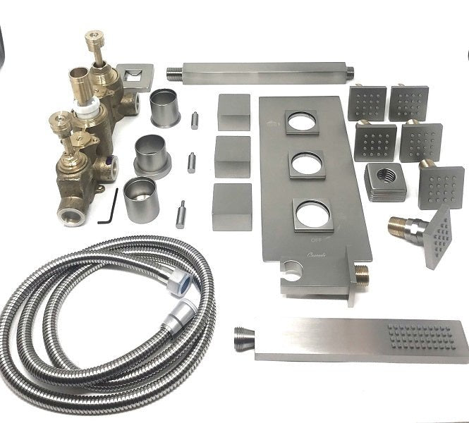 Cascada Showers Tuscany LED Rainfall Thermostatic Shower System - Ceiling Mount - View 12