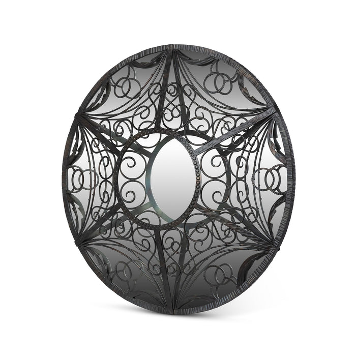 Park Hill Collection Scroll Framed Mirror in Natural Iron - Elegant Home Decor Piece for Stylish Reflections and Charm