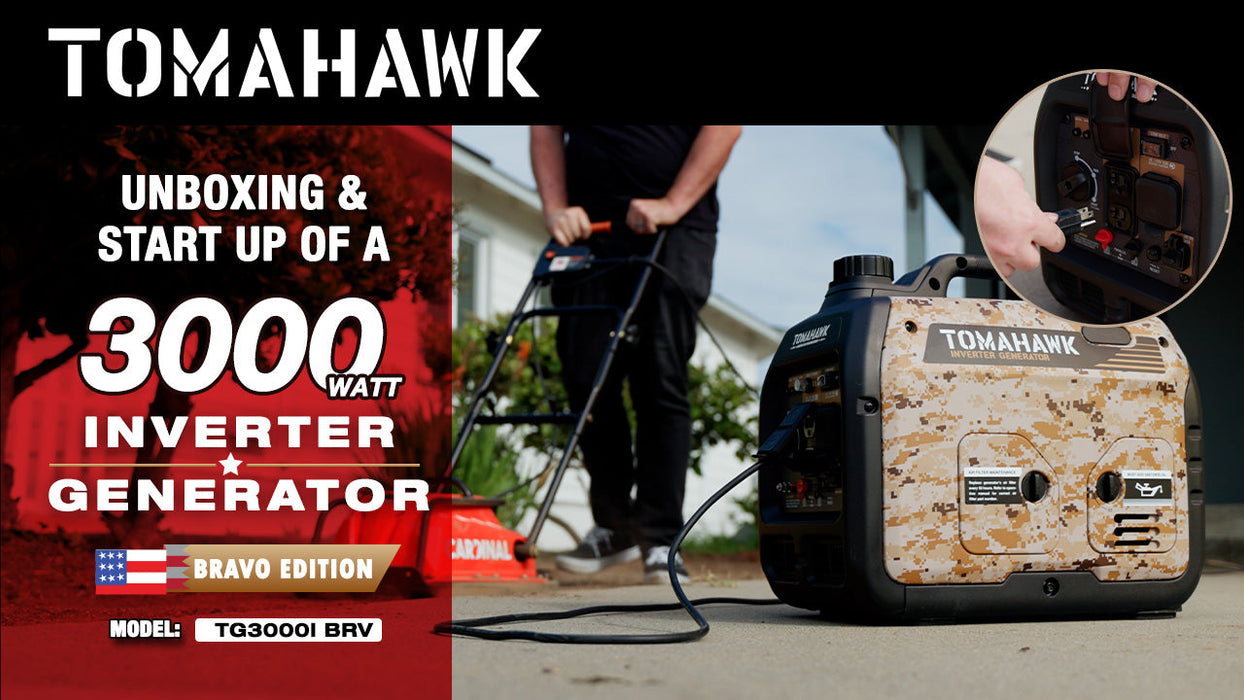 Tomahawk Power 3000 Watt Inverter Generator Super Quiet Portable Gas Power Professional Use - Camo Special Edition -...