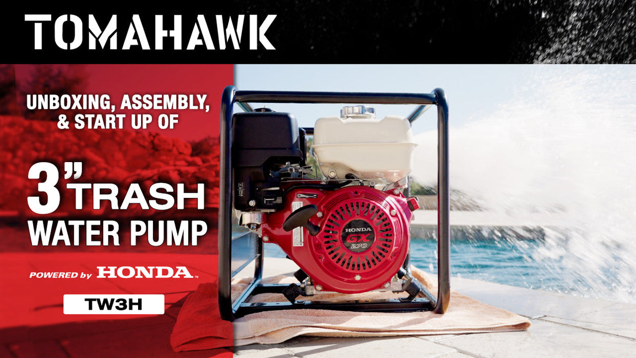 Tomahawk Power 3 Inch Trash Water Pump 375 GPM 8 HP GX270 powered by Honda Portable Utility - Detail View 3