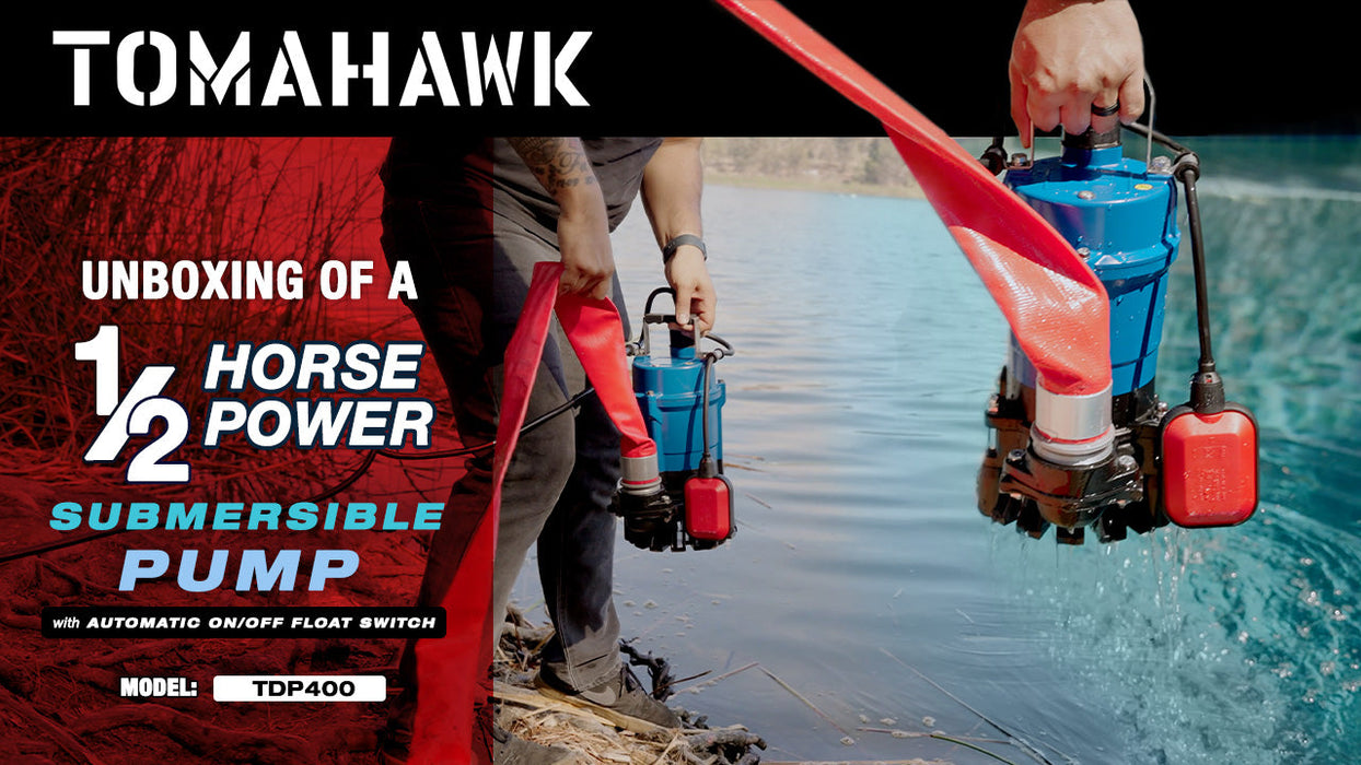 Tomahawk 1/2 HP Submersible Trash Pump, 66 GPM / 3960 GPH, 400W 2" Discharge for Dewatering... Water Pumps - Close-Up