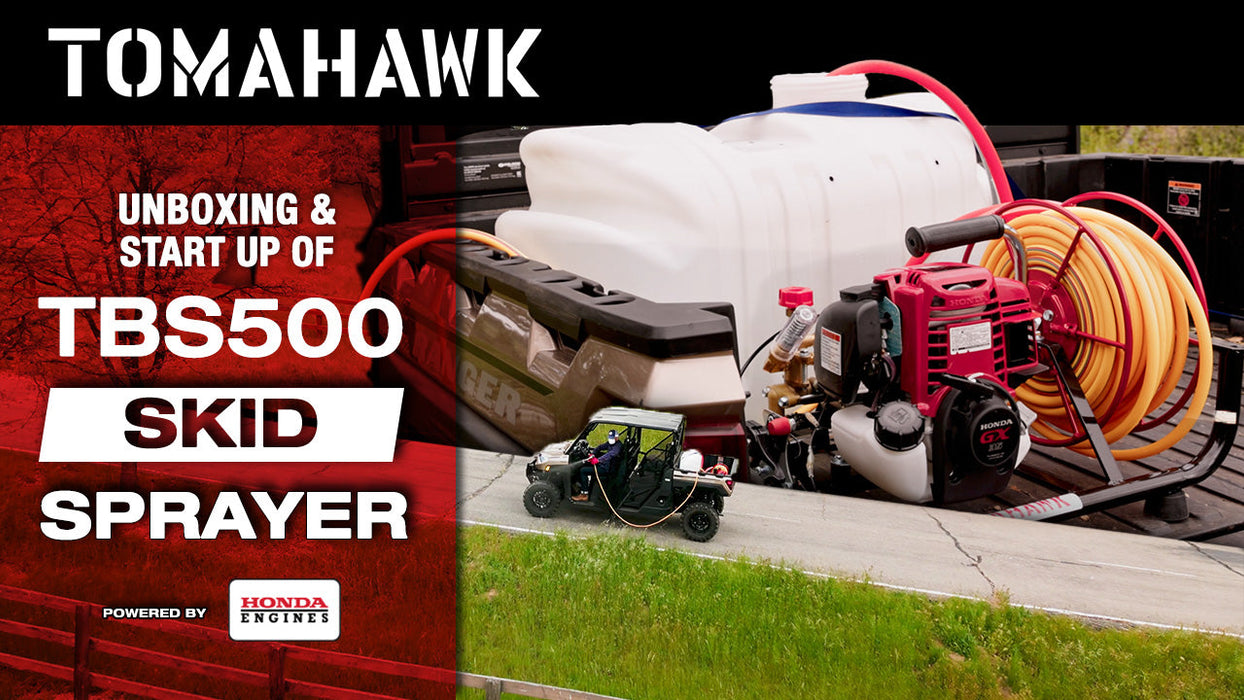 1.6HP Skid Sprayer Barrel Mount Only with Honda GX35 100ft Hose and 500 PSI Pump for Pest Control - back view