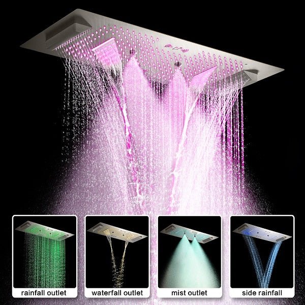 Verona 16"x36" Brushed Nickel Music LED Showerhead By Cascada Showers