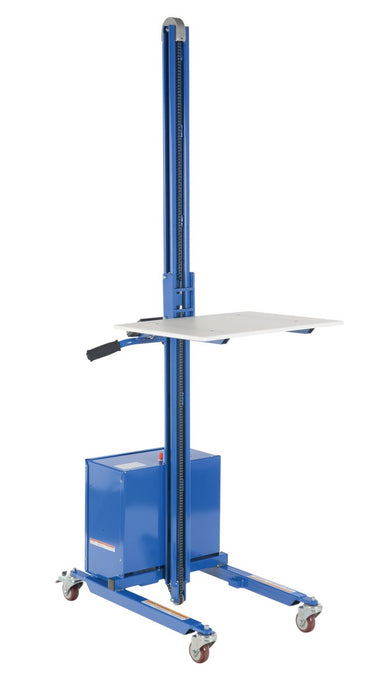 Vestil PEL-100S-D3-PL-5 steel DC powered quick lift with pail lifter attachment, PEL-100S-D3 base unit shown