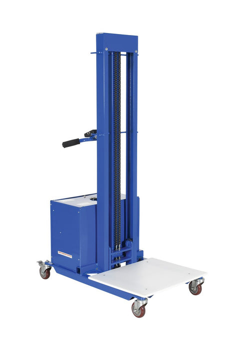 Vestil PEL-400S-57-D3-AFK steel DC powered quick lift with adjustable fork attachment, PEL-400S-57-D3 base unit shown