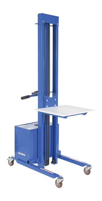 Vestil PEL-400S-72-D3-PAIL steel DC powered quick lift with pail dumper attachment, PEL-400S-72-D3 base unit shown