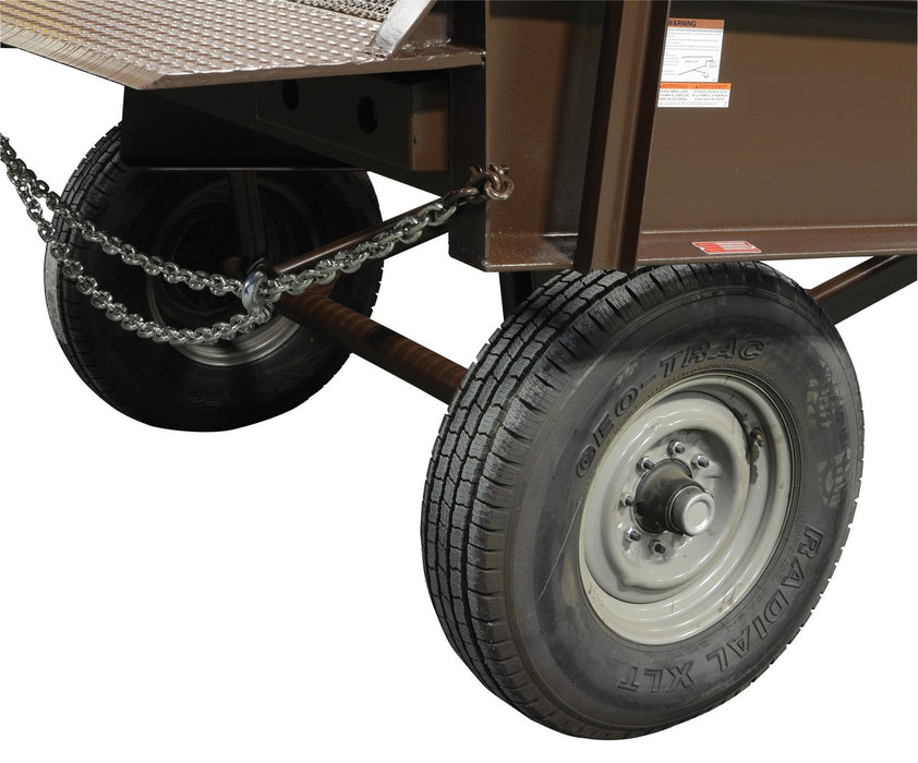 Vestil YR-HL yard ramp lift with pneumatic tires, representative image for the YR-HL-DC 12 volt DC lift option