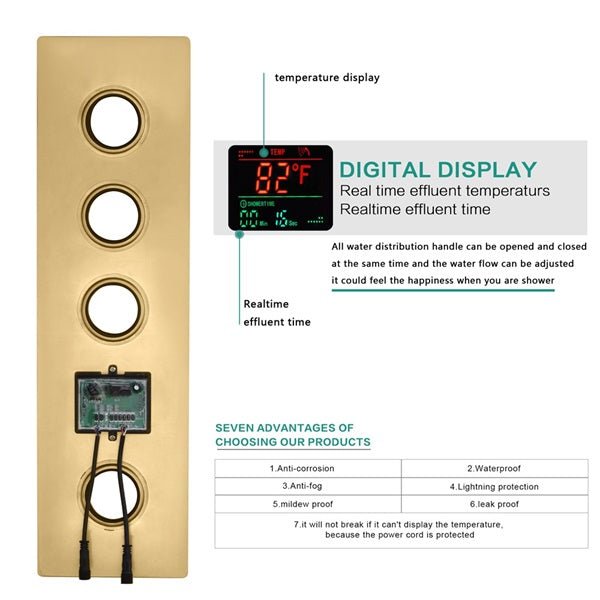 Volterra 10" Thermostatic Digital Shower System by Cascada Showers - Dimensions