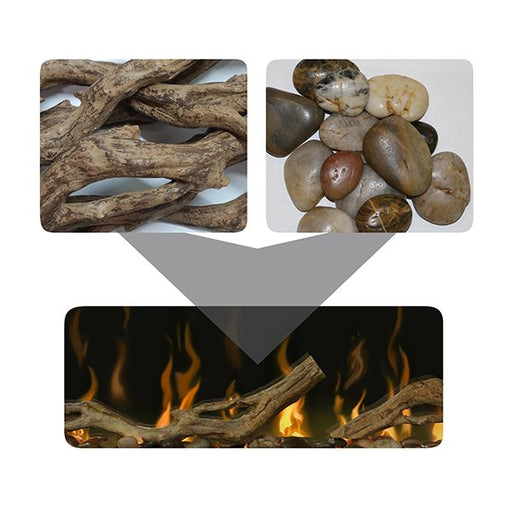 Dimplex driftwood and river rock media accessory kit for 100 inch linear fireplace LF100DWS-KIT
