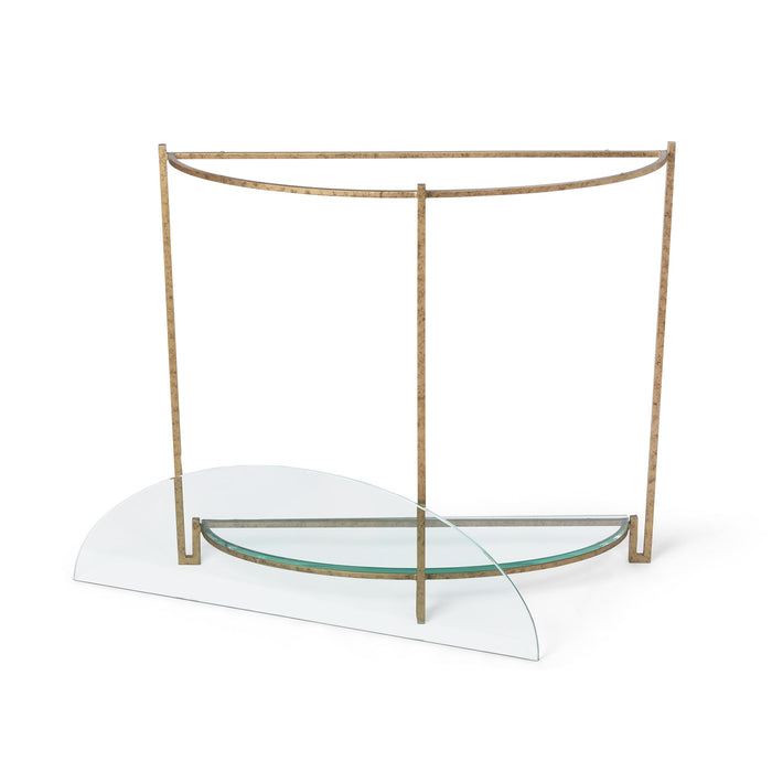 Park Hill Collection Naomi Elegant Iron and Glass Demi Lune Table - Stylish Accent for Foyers and Small Spaces