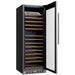 Empava 177 bottle wine cooler EMPV-WC15S, angled view with the glass door open