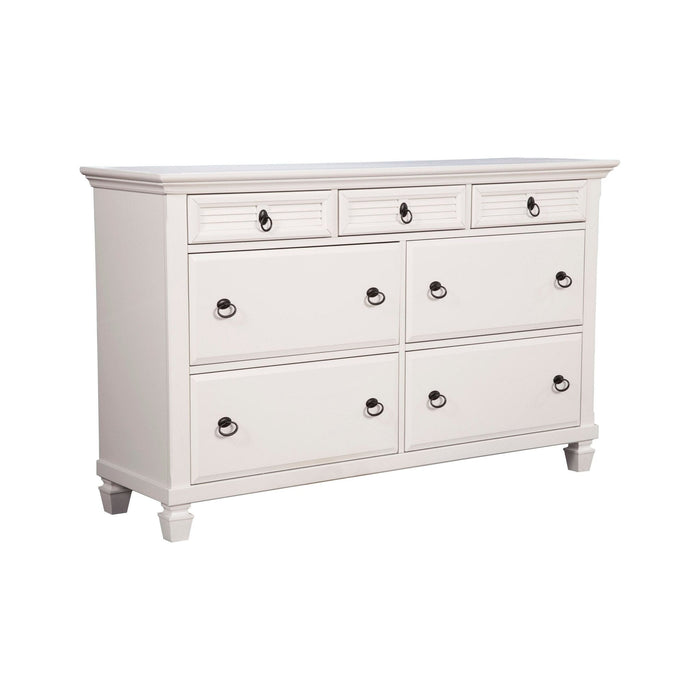 Alpine Furniture Winchester 7 Drawer Dresser, White