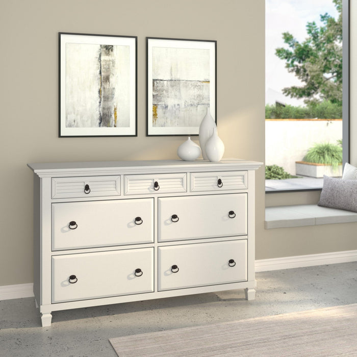 Alpine Furniture Winchester 7 Drawer Dresser, White