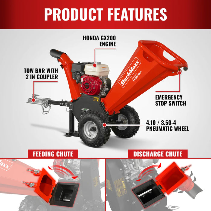 4" Honda Gasoline Engine Wood Chipper & 12" Stump Grinder Combo,  GS650 & SGR1500