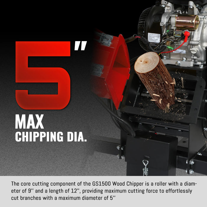 5 inch E-start ZONSEN 459cc Gasoline Engine Powered Wood Chipper ,  GS1500