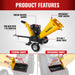 5 inch E-start DUCAR 420cc Gasoline Engine Powered Wood Chipper,  GS1500