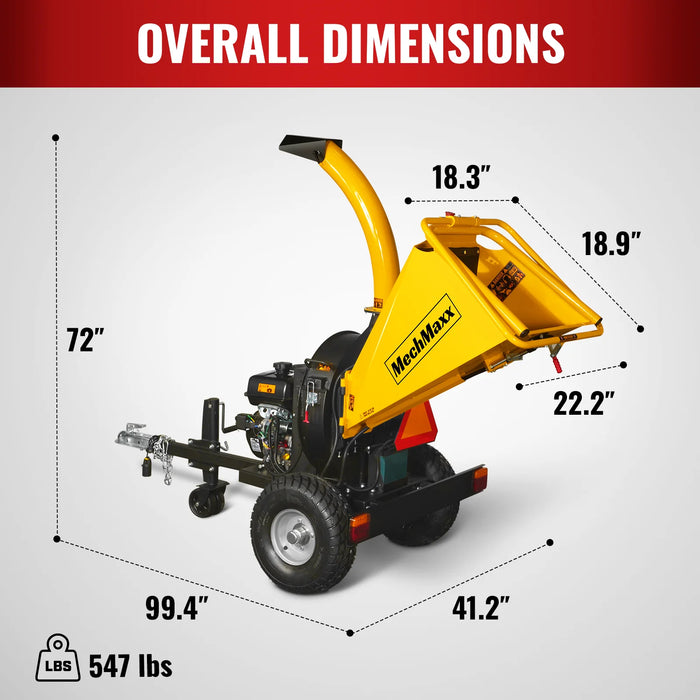 5 inch E-stat KOHLER 429cc 14hp Gasoline Engine Powered Disc Wood Chipper with Taillight ,  P4205