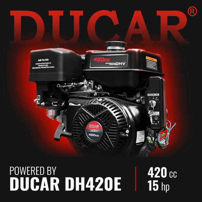 5 inch E-start DUCAR 420cc 15hp Gasoline Engine Powered Disc Wood Chipper with Taillight , P4205