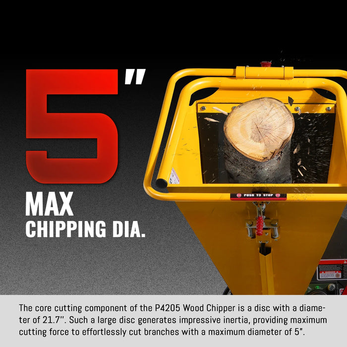 5 inch E-start DUCAR 420cc 15hp Gasoline Engine Powered Disc Wood Chipper with Taillight , P4205