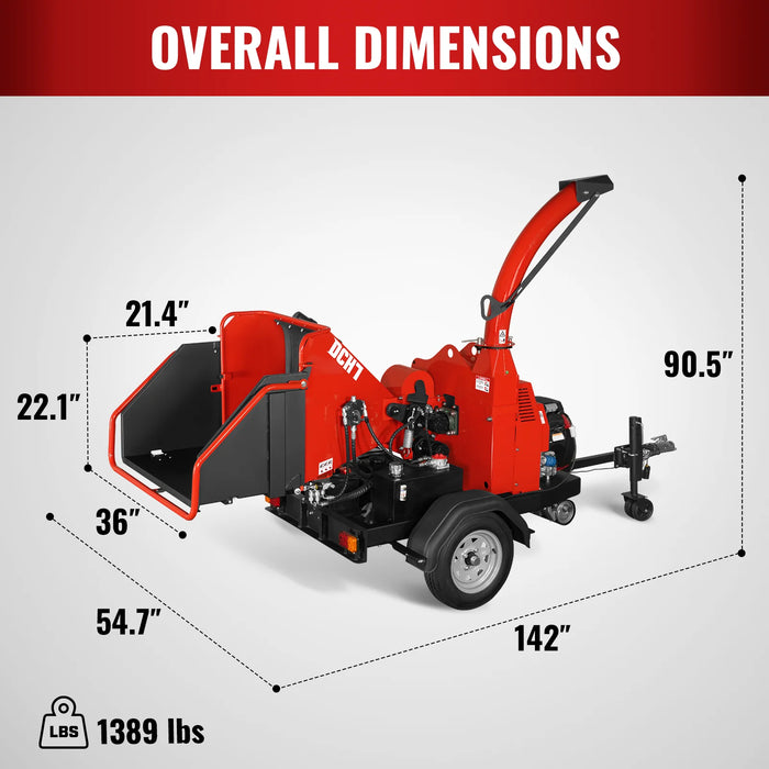 HONDA GX690 22HP 688cc Twin Cylinder Gasoline Engine Powered 7" Hydraulic Feeding Wood Chipper,  DCH7