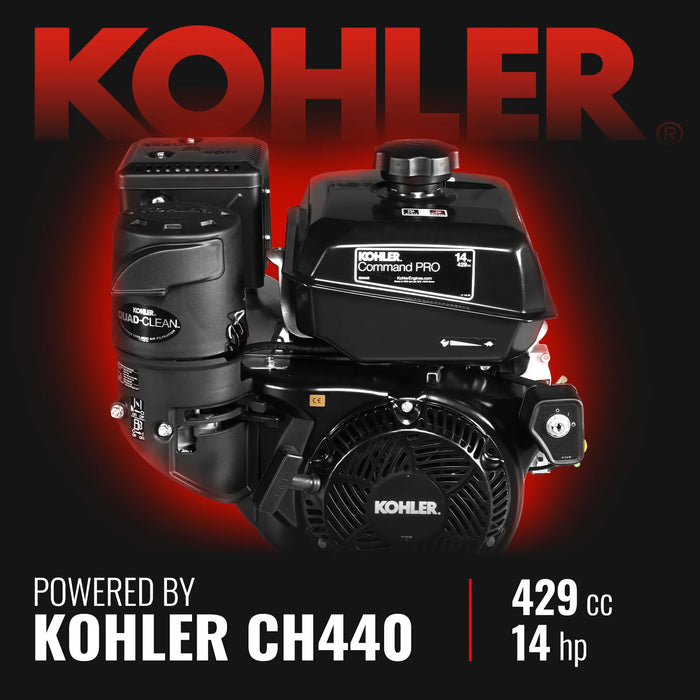 6 inch KOHLER E-Start 429cc 14HP Gas Powered 4 - Wheel Drum Wood Chipper with Taillight ,  B150