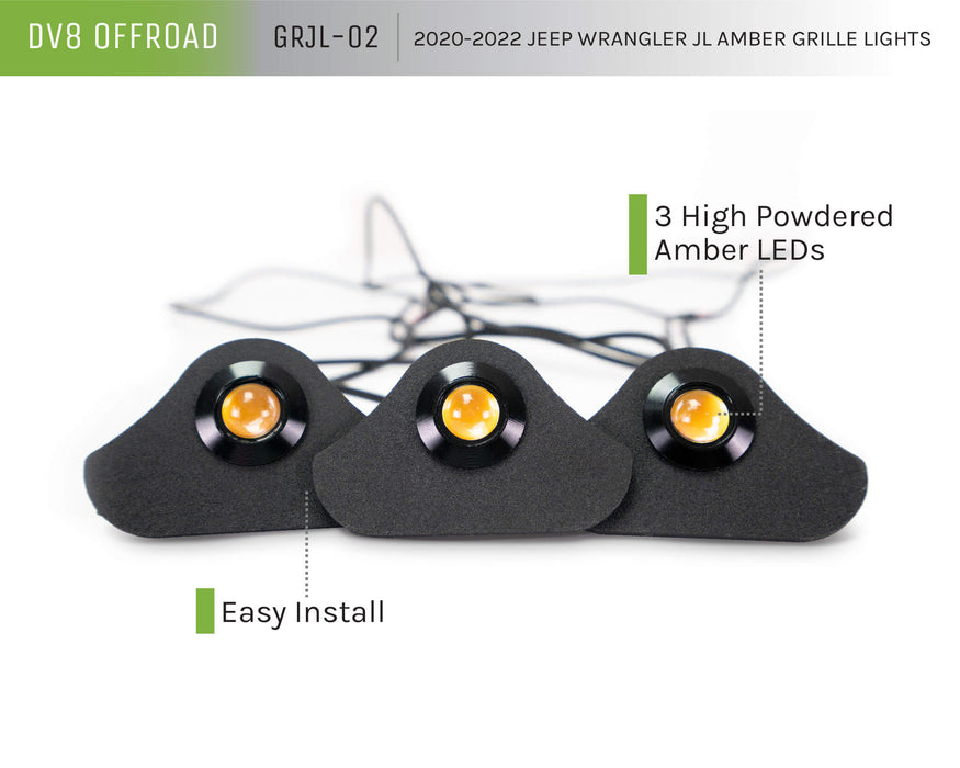 DV8 Offroad 2018-2023 Jeep Wrangler JL Amber Grille Lights – image 11 of 11