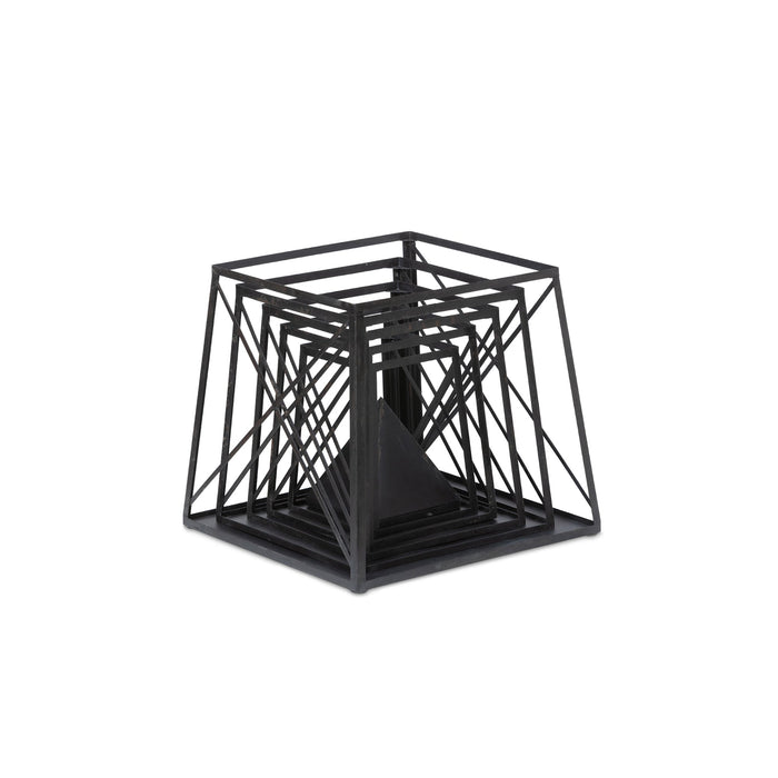 Park Hill Collection Stackable Antique Black Obelisk - Versatile Iron Display Shelf with Unique Tiers for Stylish Storage
