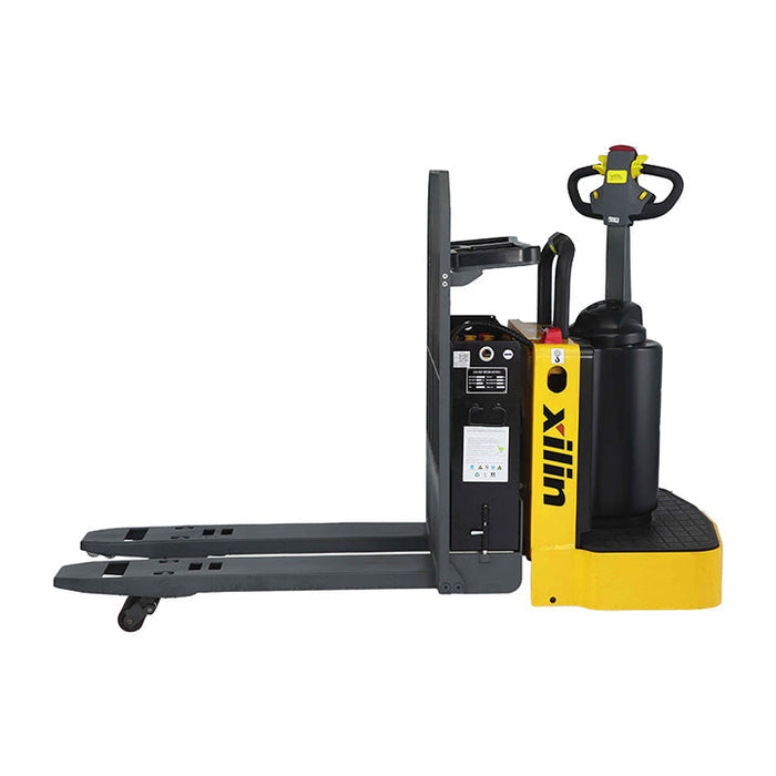 Xilin CBD30T electric pallet jack fork and load detail