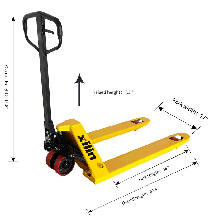 Xilin BF-III-3 manual pallet jack mast and lift detail