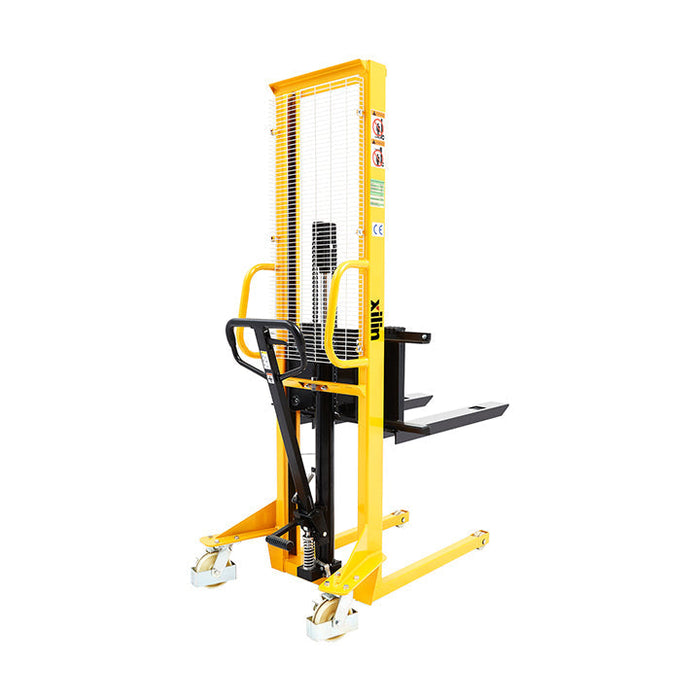 Xilin SDJA500 manual pallet stacker side angle view