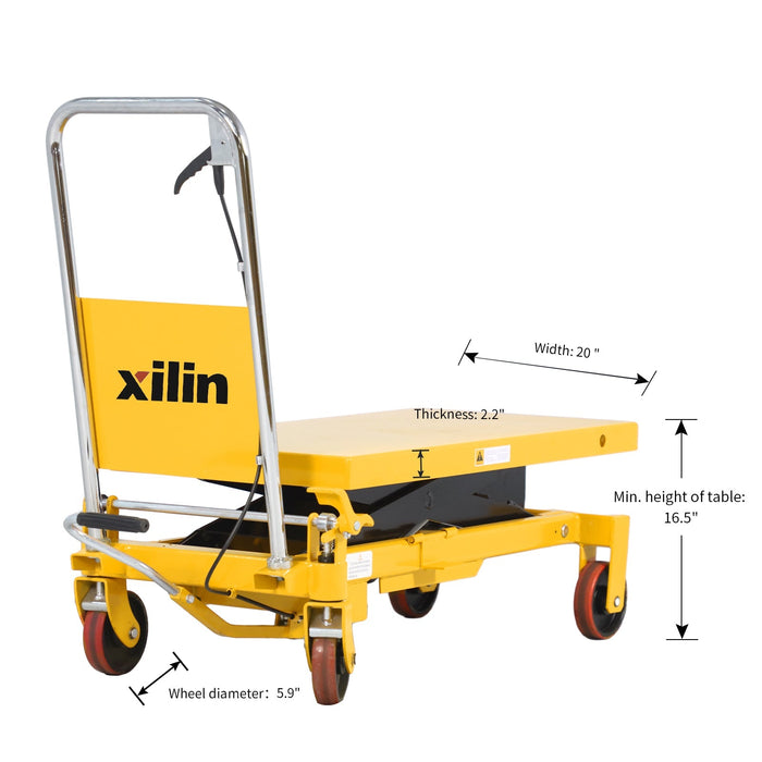 Xilin SP800 hydraulic lift table battery and drive unit detail