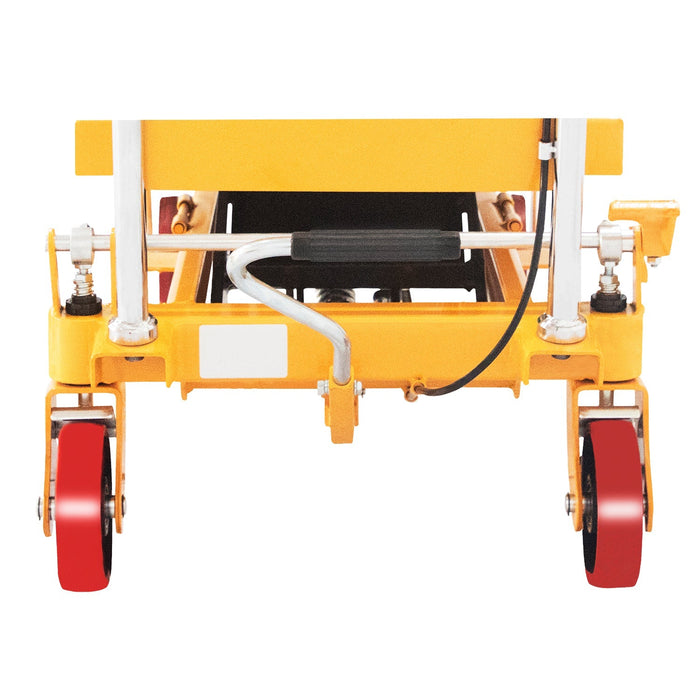 Xilin SP800 hydraulic lift table fork and load detail
