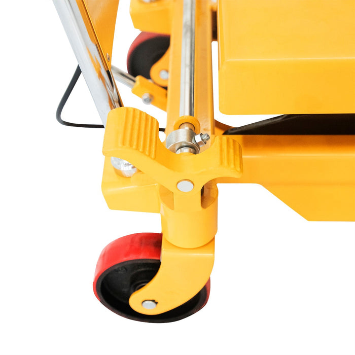 Xilin SP800 hydraulic lift table control handle close-up