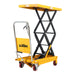 Xilin SPS350 hydraulic lift table fork and load detail