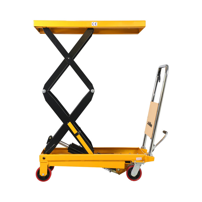 Xilin SPS350 hydraulic lift table control handle close-up