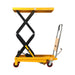 Xilin SPS350 hydraulic lift table control handle close-up