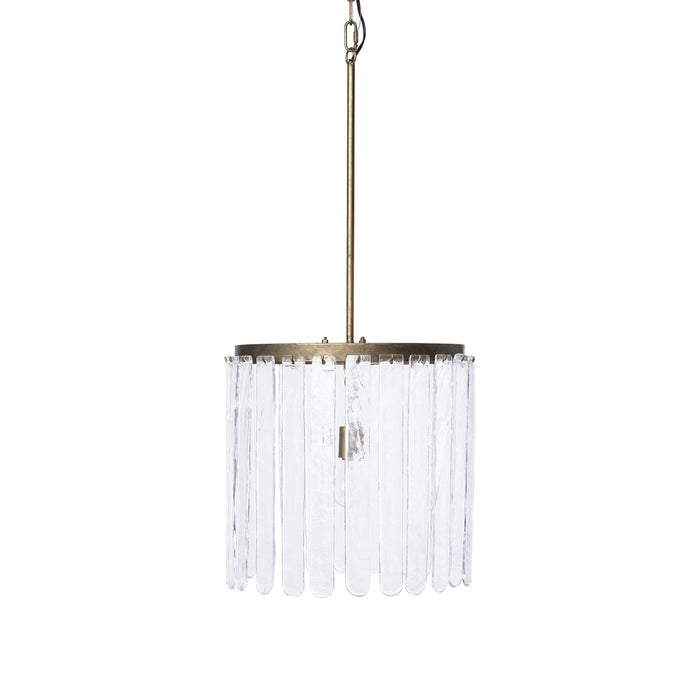 Park Hill Collection Dawson Antique Gold Glass Panel Chandelier - Elegant Iron Design, 80" Tall... Home Decor - Side View