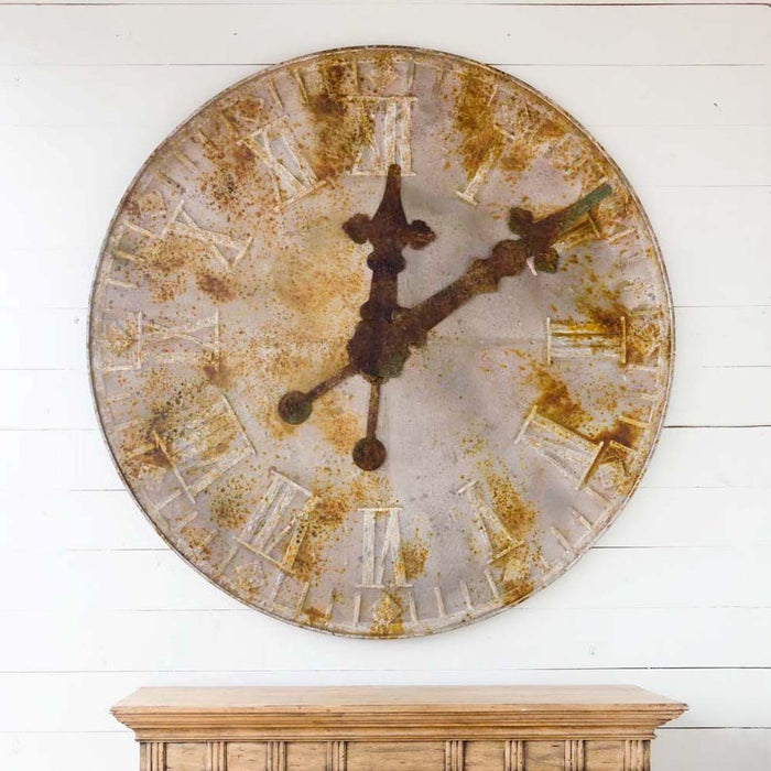 Park Hill Collection State Capitol Clock Face Relic - Stunning Distressed Rust Iron Wall Art for Unique Home Decor