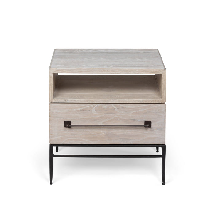 Park Hill Collection Monterey Side Table: Stylish Whitewashed Oak Nightstand with Drawer and Open Shelf for Versatile Storage