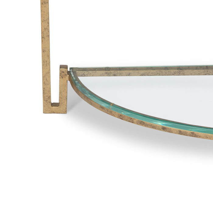 Park Hill Collection Naomi Elegant Iron and Glass Demi Lune Table - Stylish Accent for Foyers and Small Spaces